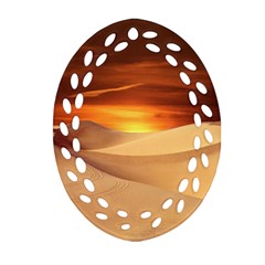 Desert Sun Landscape Sunset Dune Ornament (oval Filigree) by Wegoenart