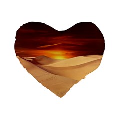 Desert Sun Landscape Sunset Dune Standard 16  Premium Flano Heart Shape Cushions by Wegoenart