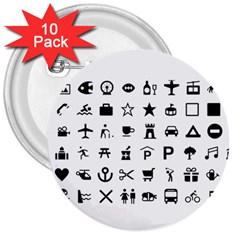 Icons Set Symbols Collection 3  Buttons (10 Pack)  by Wegoenart