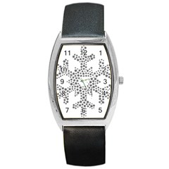 Snowflake Silhouette Fractal Barrel Style Metal Watch