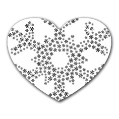 Snowflake Silhouette Fractal Heart Mousepads by Wegoenart