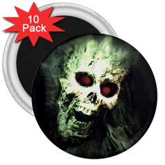 Screaming Skull Human Halloween 3  Magnets (10 Pack) 