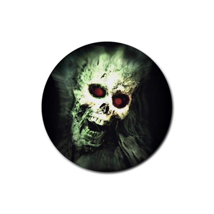 Screaming Skull Human Halloween Rubber Round Coaster (4 pack) 