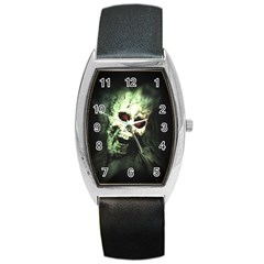 Screaming Skull Human Halloween Barrel Style Metal Watch