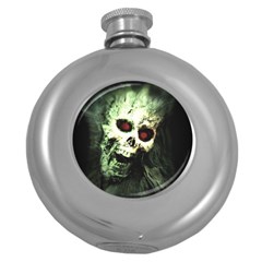 Screaming Skull Human Halloween Round Hip Flask (5 Oz)