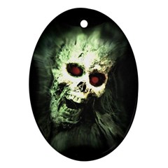 Screaming Skull Human Halloween Oval Ornament (two Sides)