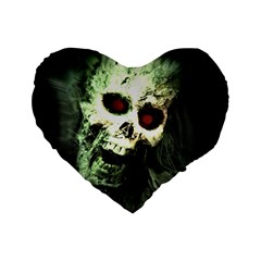 Screaming Skull Human Halloween Standard 16  Premium Flano Heart Shape Cushions by Wegoenart