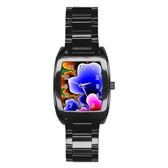 Fractal Background Pattern Color Stainless Steel Barrel Watch by Wegoenart