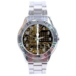 Brain Circuit Board Pcb Computer Stainless Steel Analogue Watch Front