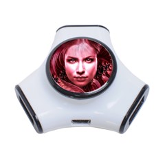 Portrait Woman Red Face Pretty 3-port Usb Hub by Wegoenart