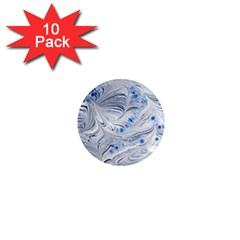 Marbled Paper Mottle Color Movement Blue White 1  Mini Magnet (10 Pack)  by Wegoenart