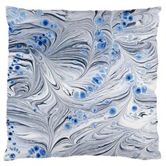 Marbled Paper Mottle Color Movement Blue White Large Cushion Case (one Side) by Wegoenart