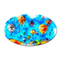 Hot Air Balloon Sky Art Watercolor Oval Magnet by Wegoenart