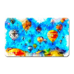 Hot Air Balloon Sky Art Watercolor Magnet (rectangular) by Wegoenart