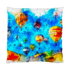 Hot Air Balloon Sky Art Watercolor Standard Cushion Case (one Side) by Wegoenart