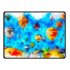 Hot Air Balloon Sky Art Watercolor Double Sided Fleece Blanket (small)  by Wegoenart