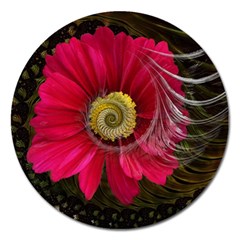 Fantasy Flower Fractal Blossom Magnet 5  (round) by Wegoenart