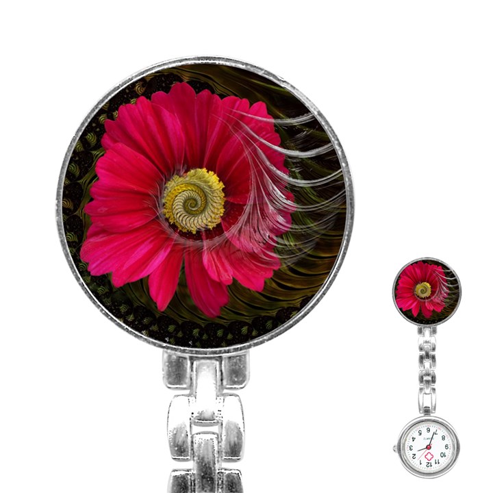 Fantasy Flower Fractal Blossom Stainless Steel Nurses Watch