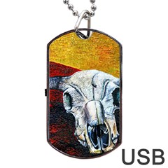 Skull 2 Dog Tag Usb Flash (one Side) by Azure