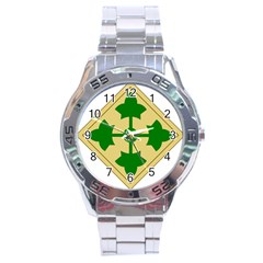 U S  Army 4th Infantry Division Shoulder Sleeve Insignia (1918–2015) Stainless Steel Analogue Watch by abbeyz71