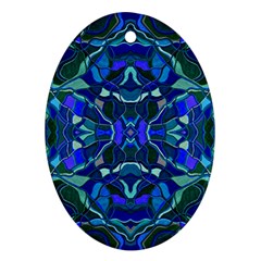Abstract #8   I   Aqua Blues 6000 Oval Ornament (two Sides)