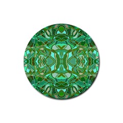 Abstract #8   Aqua Jungle 6000 Rubber Coaster (round)  by KesaliSkyeArt