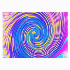 Cool Abstract Pink Blue And Yellow Twirl Liquid Art Large Glasses Cloth (2-side) by myrubiogarden