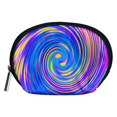 Cool Abstract Pink Blue And Yellow Twirl Liquid Art Accessory Pouch (medium) by myrubiogarden