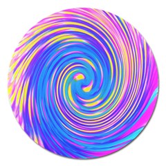 Cool Abstract Pink Blue And Yellow Twirl Liquid Art Magnet 5  (round)