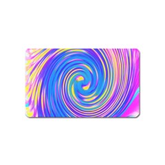 Cool Abstract Pink Blue And Yellow Twirl Liquid Art Magnet (name Card) by myrubiogarden