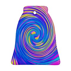 Cool Abstract Pink Blue And Yellow Twirl Liquid Art Ornament (bell) by myrubiogarden