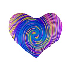 Cool Abstract Pink Blue And Yellow Twirl Liquid Art Standard 16  Premium Heart Shape Cushions by myrubiogarden