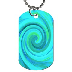 Groovy Cool Abstract Aqua Liquid Art Swirl Painting Dog Tag (two Sides) by myrubiogarden