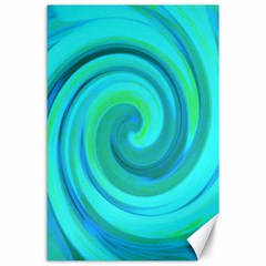 Groovy Cool Abstract Aqua Liquid Art Swirl Painting Canvas 24  X 36  by myrubiogarden