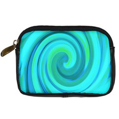 Groovy Cool Abstract Aqua Liquid Art Swirl Painting Digital Camera Leather Case by myrubiogarden