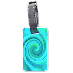 Groovy Cool Abstract Aqua Liquid Art Swirl Painting Luggage Tags (two Sides)