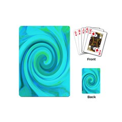 Groovy Cool Abstract Aqua Liquid Art Swirl Painting Playing Cards (mini) by myrubiogarden