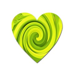 Groovy Abstract Green Liquid Art Swirl Painting Heart Magnet by myrubiogarden