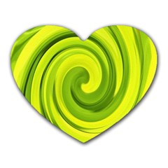 Groovy Abstract Green Liquid Art Swirl Painting Heart Mousepads by myrubiogarden