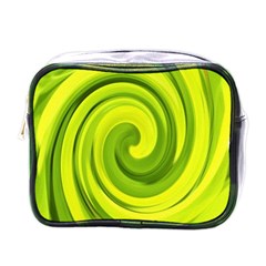 Groovy Abstract Green Liquid Art Swirl Painting Mini Toiletries Bag (one Side) by myrubiogarden