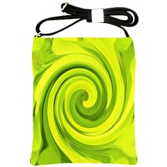 Groovy Abstract Green Liquid Art Swirl Painting Shoulder Sling Bag by myrubiogarden