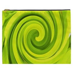 Groovy Abstract Green Liquid Art Swirl Painting Cosmetic Bag (xxxl) by myrubiogarden
