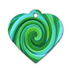 Groovy Abstract Turquoise Liquid Swirl Painting Dog Tag Heart (One Side) Front