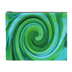 Groovy Abstract Turquoise Liquid Swirl Painting Cosmetic Bag (xl) by myrubiogarden