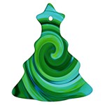 Groovy Abstract Turquoise Liquid Swirl Painting Christmas Tree Ornament (Two Sides) Front