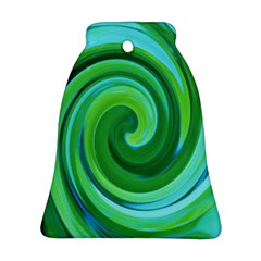 Groovy Abstract Turquoise Liquid Swirl Painting Bell Ornament (two Sides) by myrubiogarden
