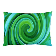 Groovy Abstract Turquoise Liquid Swirl Painting Pillow Case (two Sides) by myrubiogarden