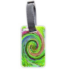 Groovy Abstract Green And Crimson Liquid Swirl Luggage Tags (one Side)  by myrubiogarden