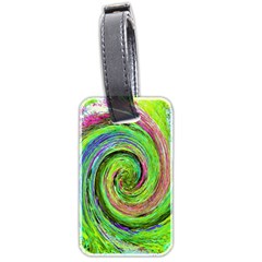 Groovy Abstract Green And Crimson Liquid Swirl Luggage Tags (two Sides) by myrubiogarden