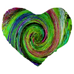 Groovy Abstract Green And Crimson Liquid Swirl Large 19  Premium Heart Shape Cushions by myrubiogarden